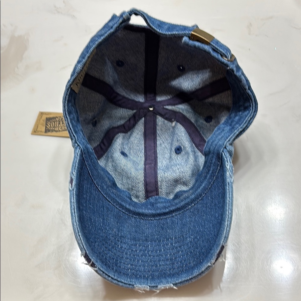 KBETHOS Blue Distressed Denim Baseball Hat - Picture 4 of 5